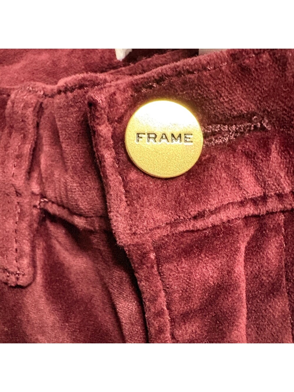 Frame Denim Le High Skinny Velvet Pants Womens 23 Burgundy Pinot Red Corduroy - Picture 3 of 14